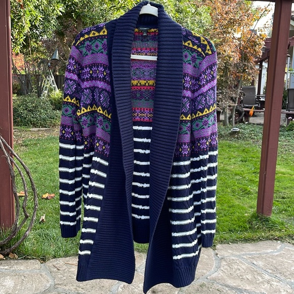 🌺 TALBOTS; Beautiful, Multi-Colored Open Front Cotton Sweater; Misses Size XL! - Picture 2 of 14